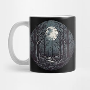 dark moonlit forest Mug